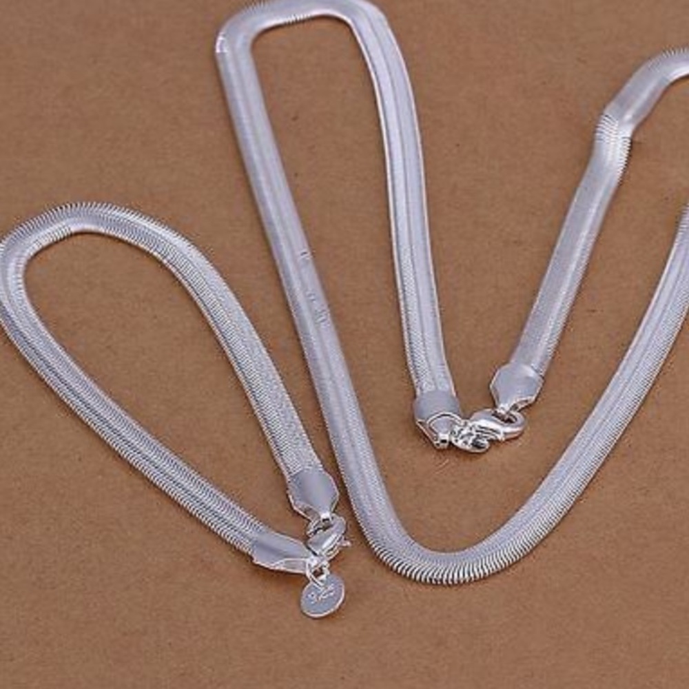New Stamped 925 silver Bracelet Necklace set